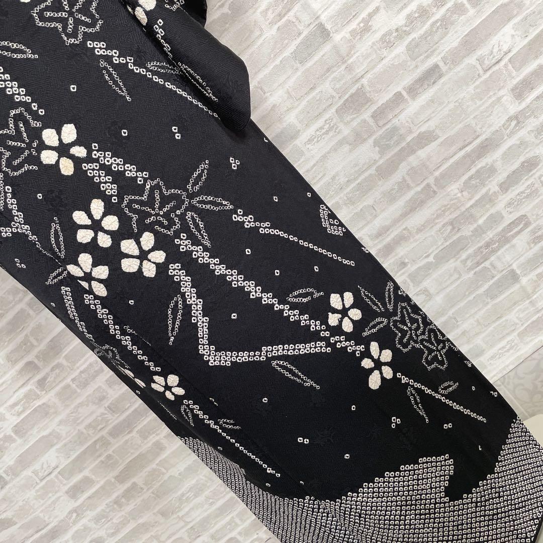 訪問着　フルセット　さくら　絞り　黒地　シックな雰囲気　入学式　卒業式　l2