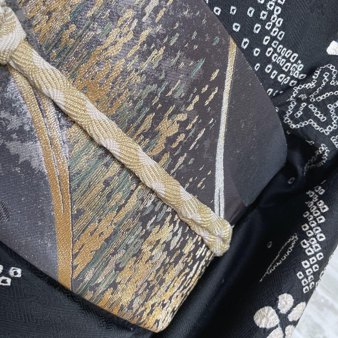 訪問着　フルセット　さくら　絞り　黒地　シックな雰囲気　入学式　卒業式　l2