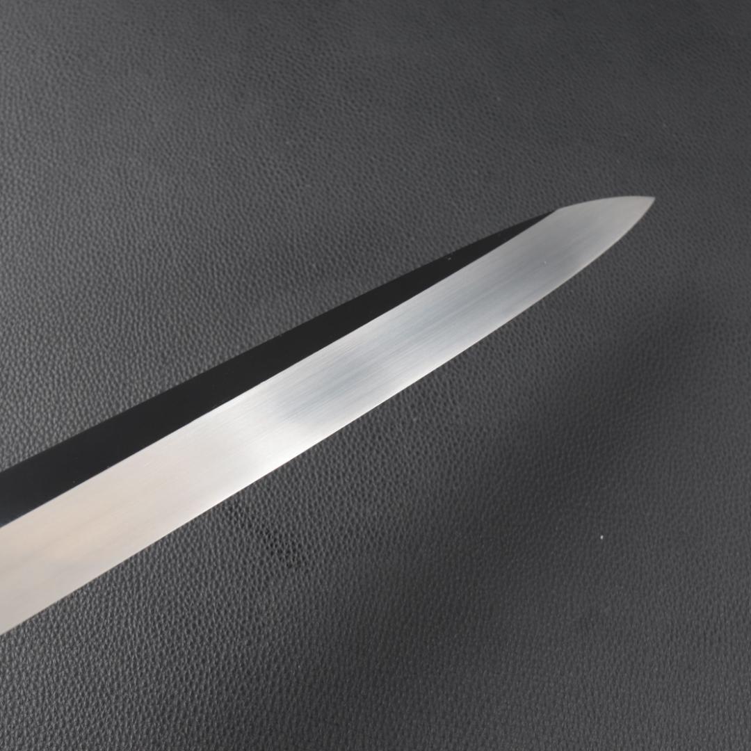 10864柳刃包丁 尺三 鏡面仕上げ 刃は究極の切れ味 黒檀黒水牛白三本巻八角柄