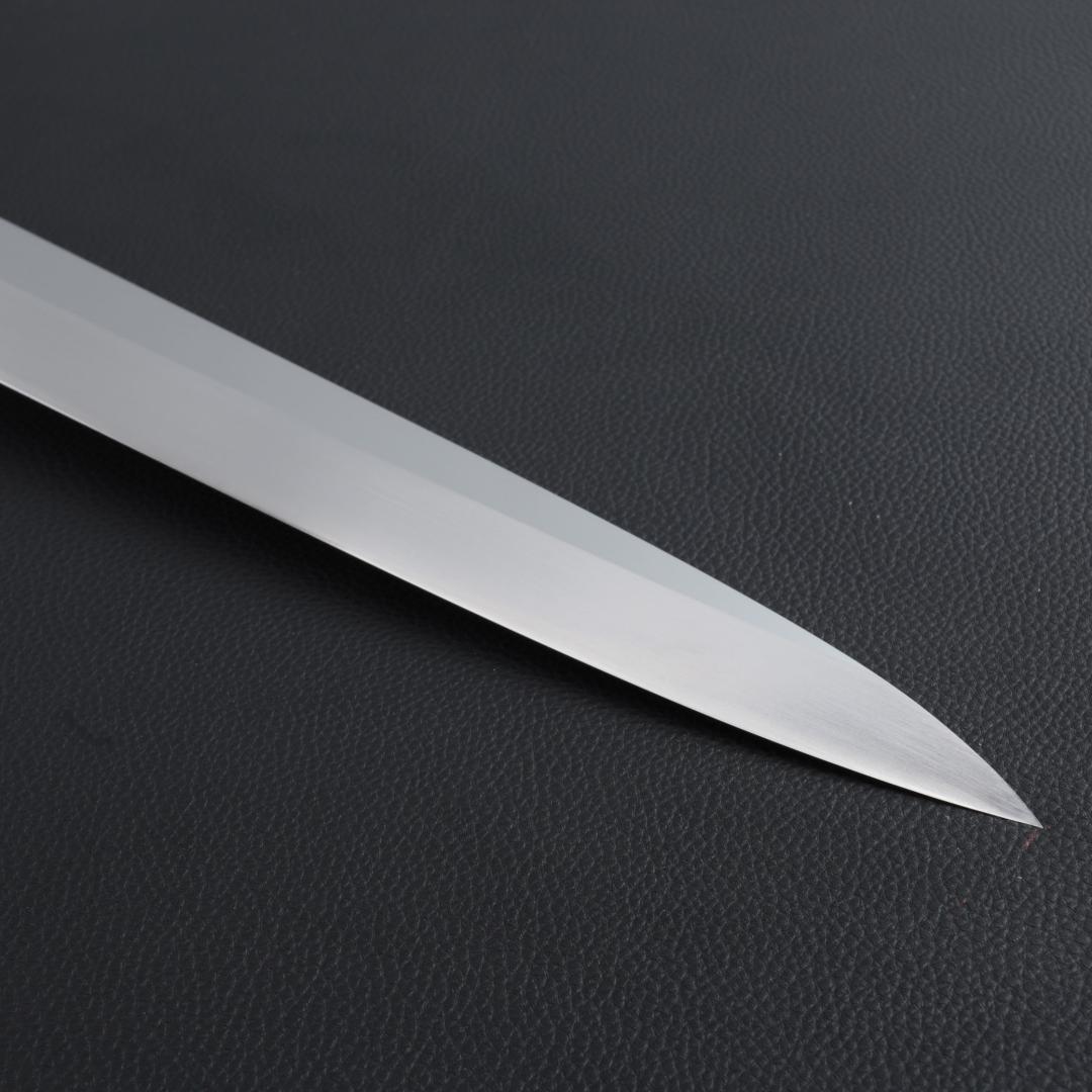 10864柳刃包丁 尺三 鏡面仕上げ 刃は究極の切れ味 黒檀黒水牛白三本巻八角柄