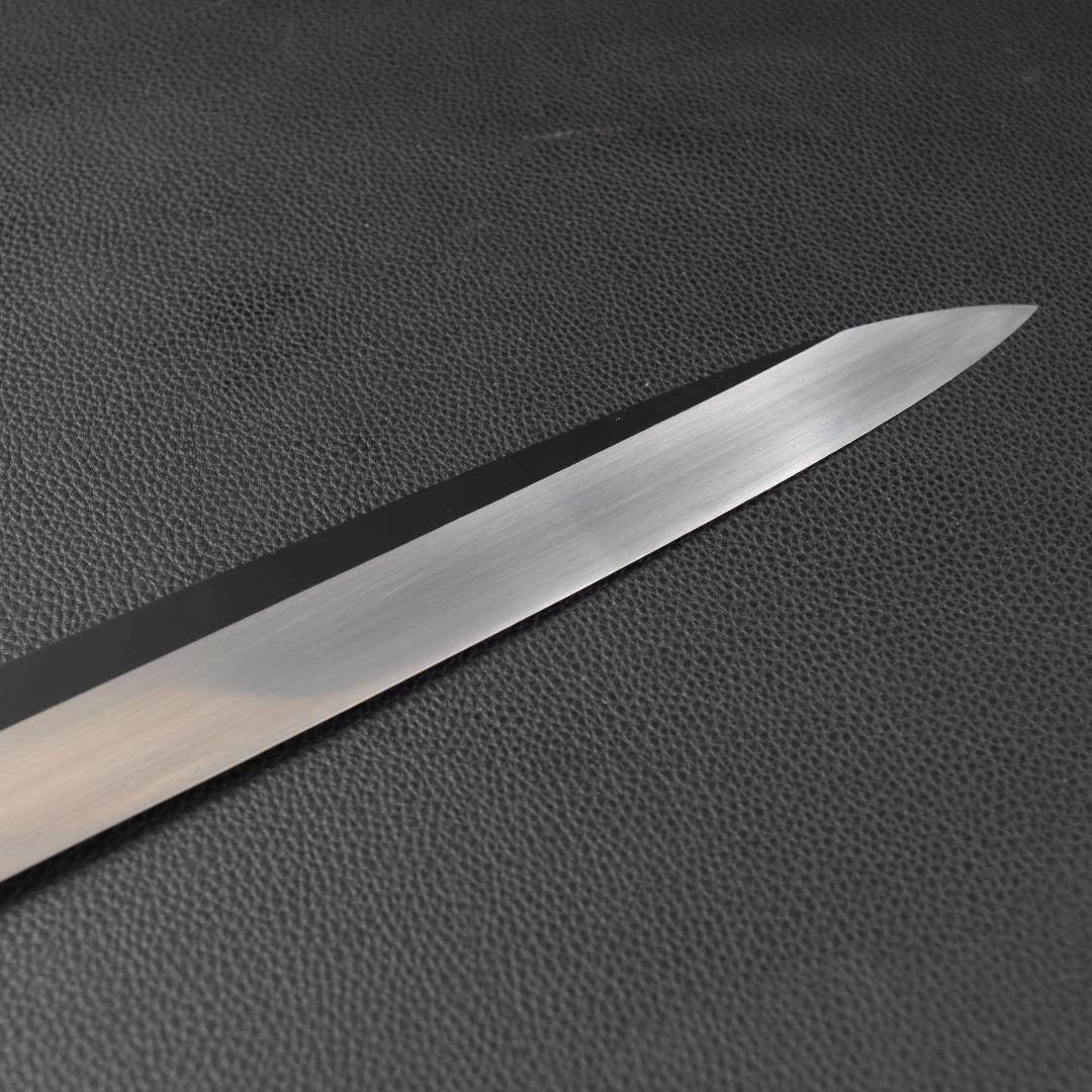 10864柳刃包丁 尺三 鏡面仕上げ 刃は究極の切れ味 黒檀黒水牛白三本巻八角柄