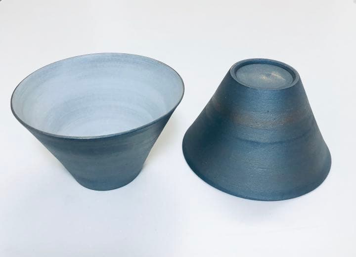 ラーメン鉢2つ  600ml  濃いグレー×グレー