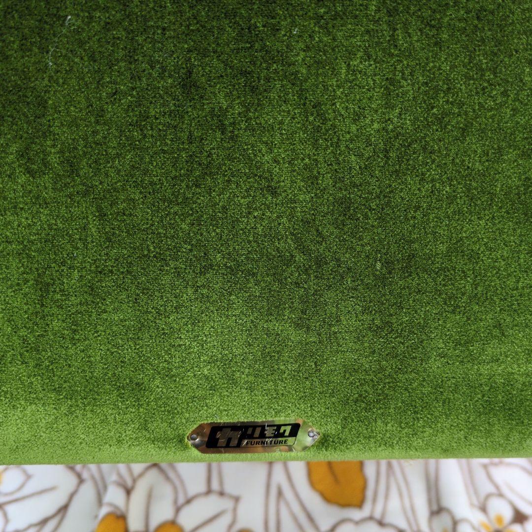 昭和レトロ オールド カリモク グリーン モケット 1人掛け ソファ④ベルベット