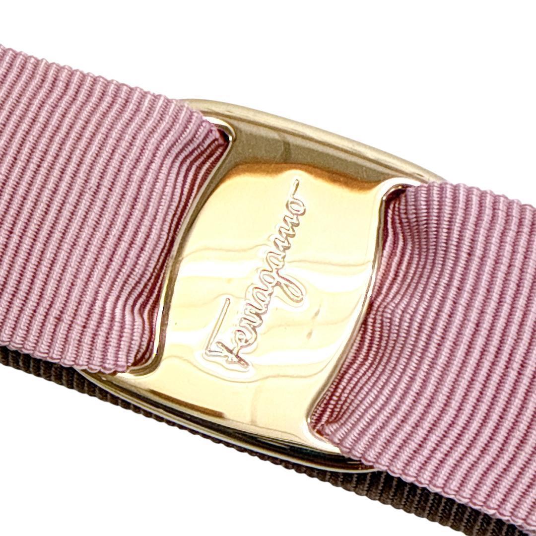 希少色 フェラガモ バレッタ ヘアアクセサリー ヴァラ リボン　ピンク