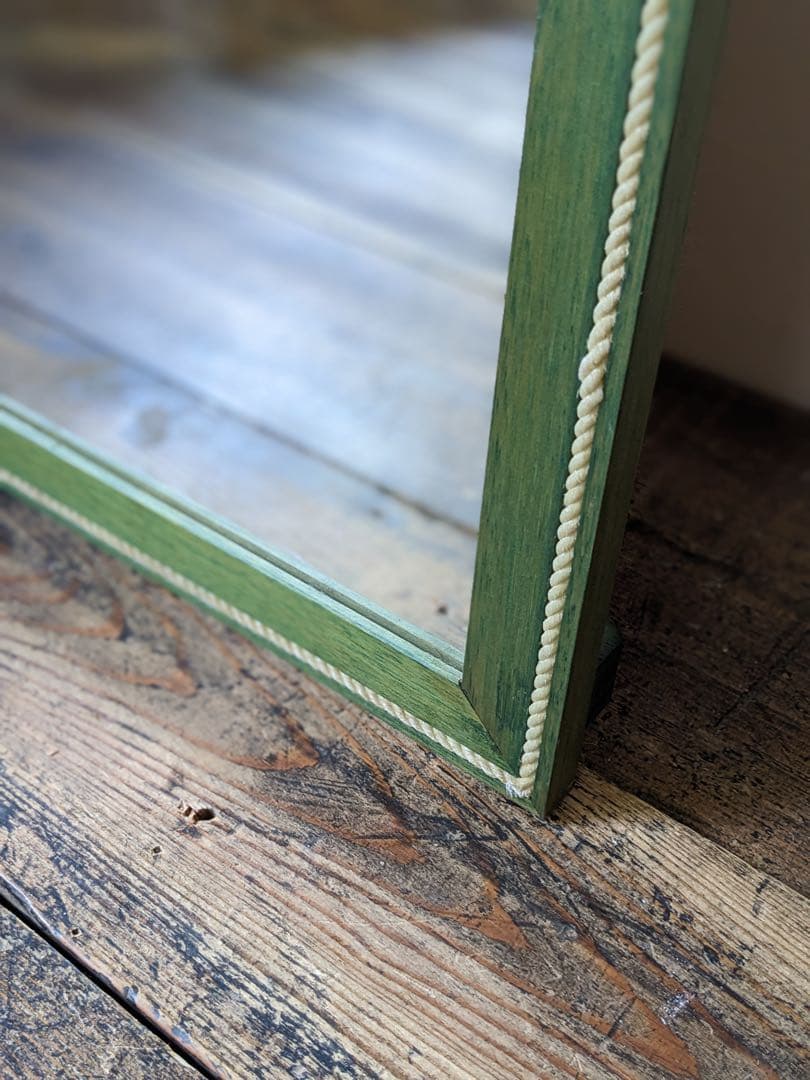 グリーンフレームの姿見　全身鏡　デザインミラー