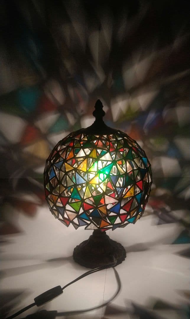 ステンドグラスランプステンドガラス2重シェードテーブルランプベッドサイドランプ