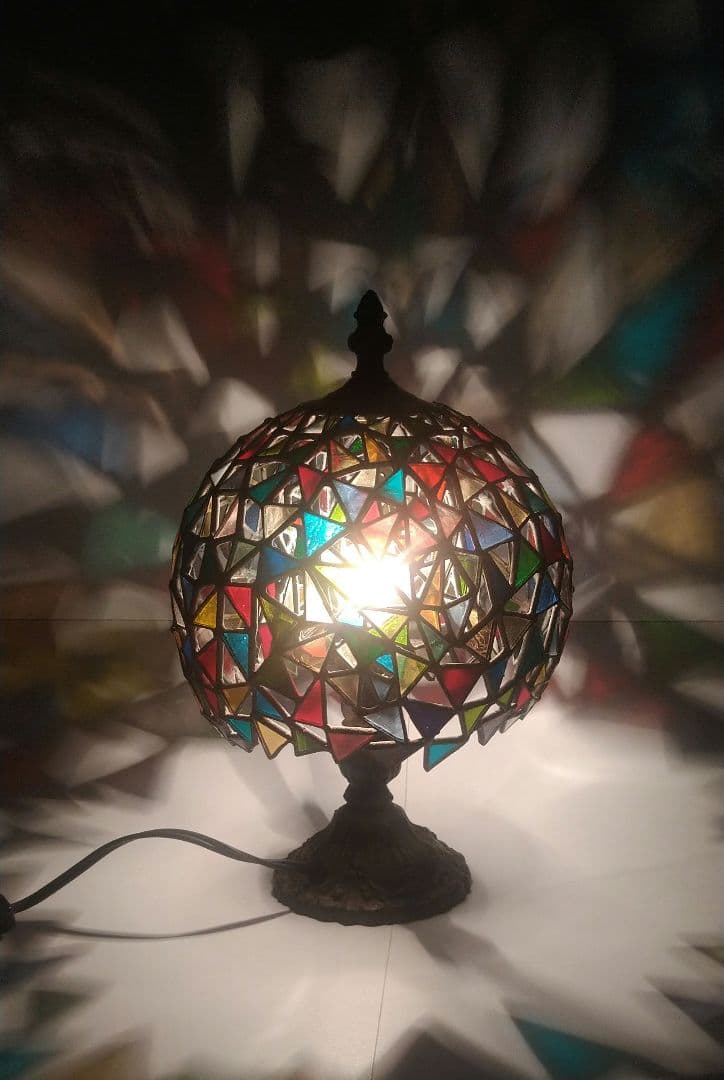 ステンドグラスランプステンドガラス2重シェードテーブルランプベッドサイドランプ