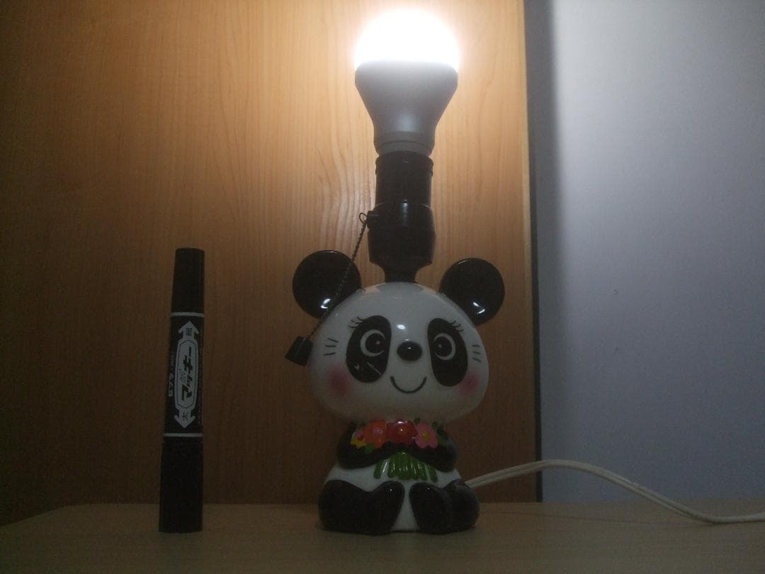 当時物★内藤ルネ★パンダ★シール付き★ 陶器製  電気スタンド