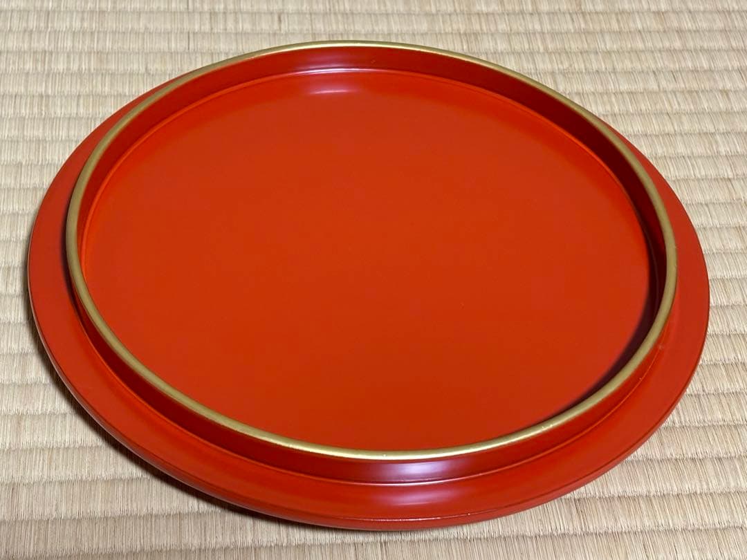 輪島塗　台付飯器　朱色　未使用