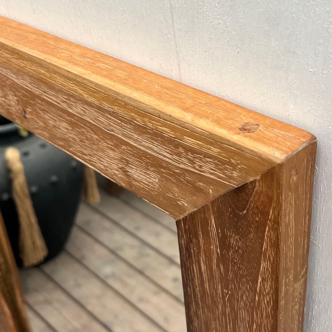 オールドチークの姿見鏡 130cm × 60cm 縦横 全身ミラー 木製フレーム