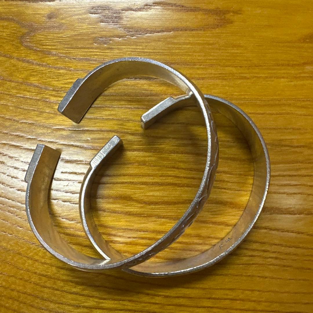 アクセサリー 銀 シルバーバングル 魚と花の彫刻