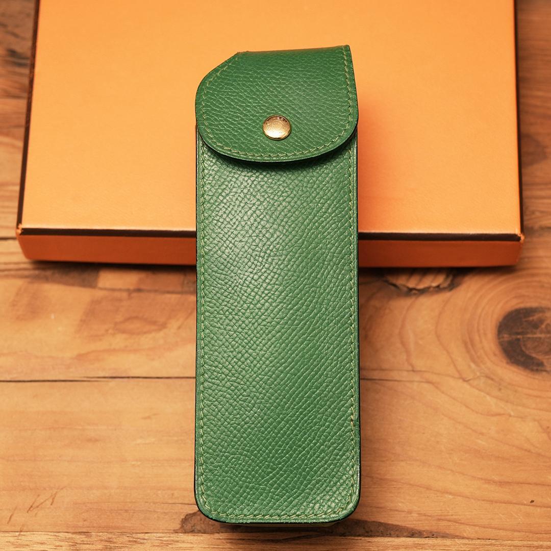 HERMES エルメス ペンケース ペンポーチ　マルチケース グリーン　筆入