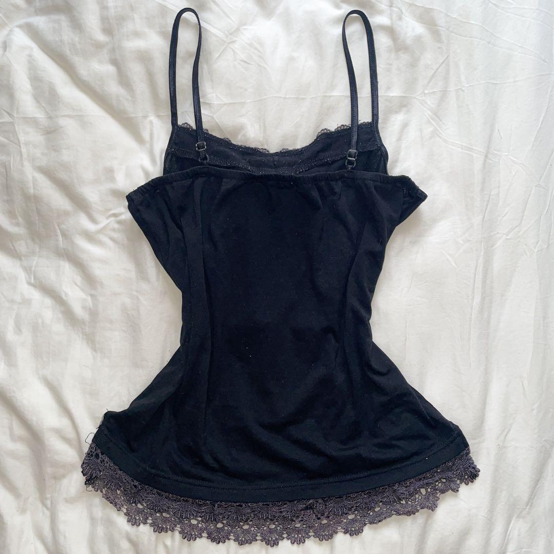 00s 希少 axes femme ビッグリボン ドットチュール レースキャミ