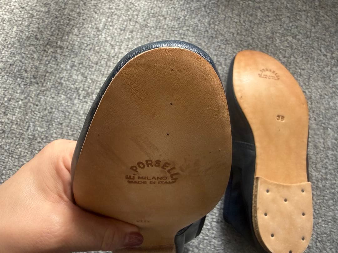 ポルセリ38 ネイビー　PORSELLI バレエシューズ　未使用