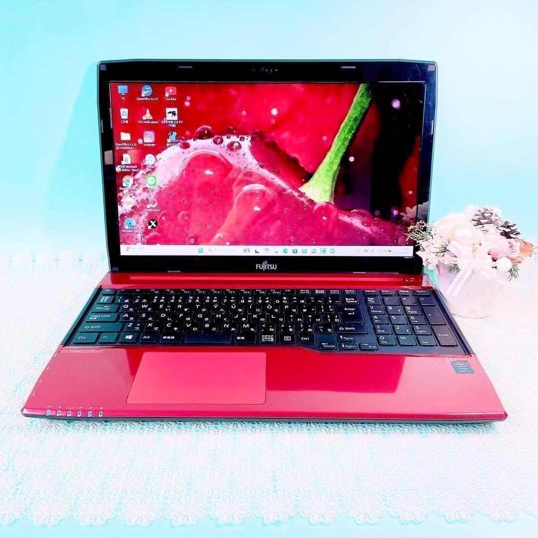 Windows11✨️Corei7‼️薄型ノートパソコン快適SSDカメラ付おしゃれ赤