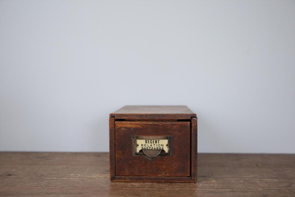 英国アンティーク木製ファイリングドロワー/引出収納/小物入れボックス(70-9)