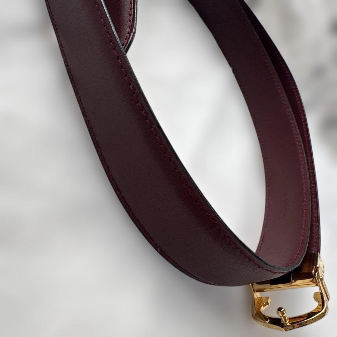 Cartier バーガンディ レザー ベルト
