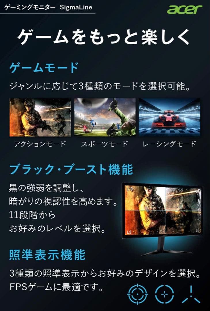 Acer SigmaLine KG251QGbmiix 24.5インチ モニター