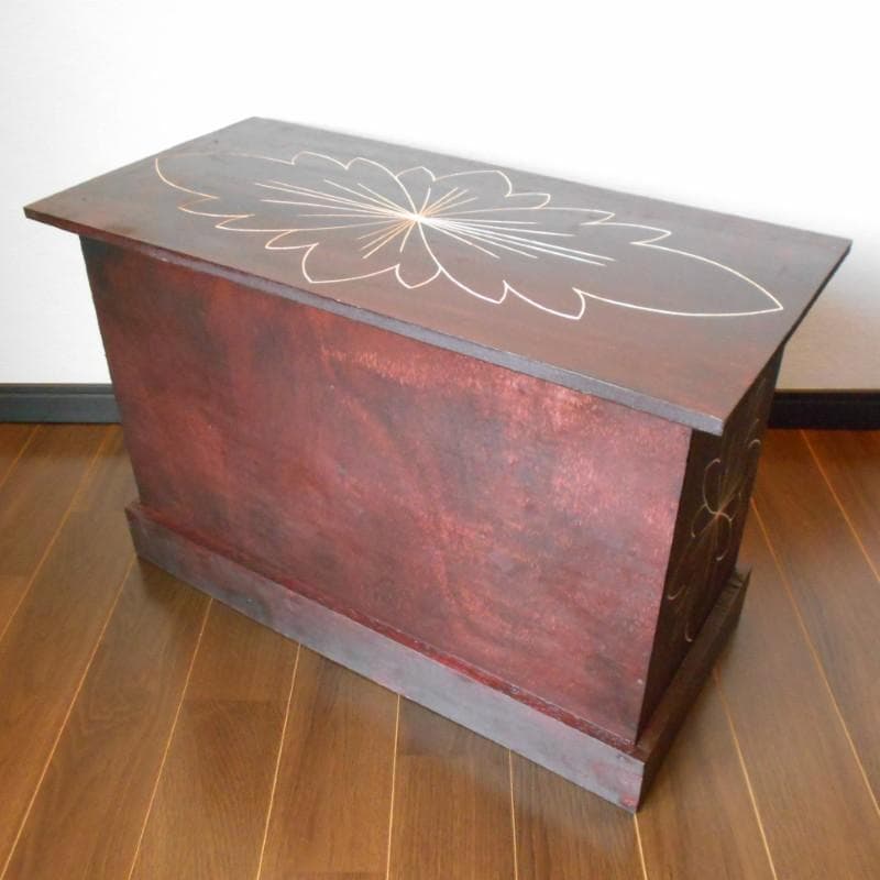 花柄模様 チェスト アジアン家具 バリ家具 収納家具 完成品家具 アンティーク風