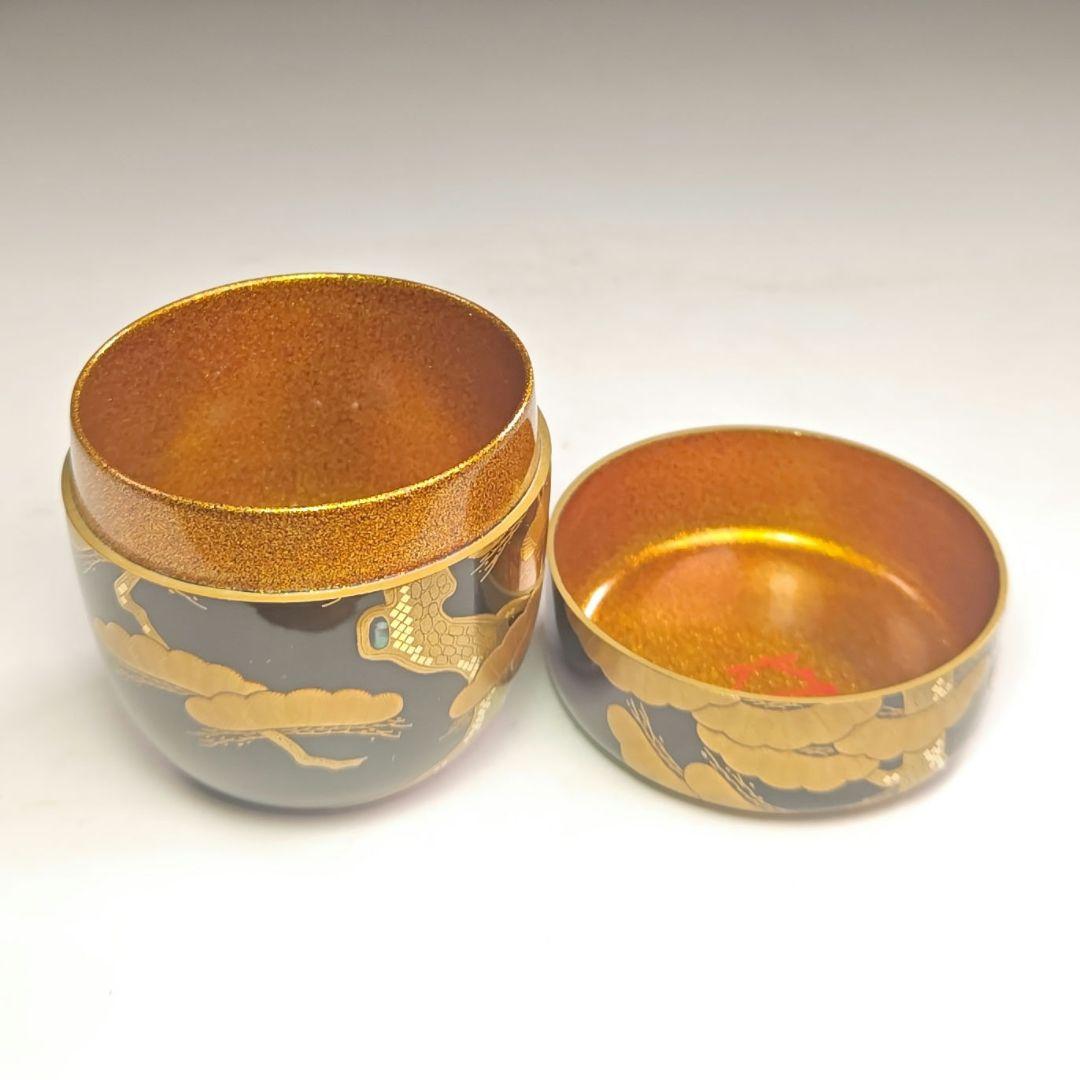 ウ225 棗『塗師　辻石斎』『表千家而妙斎　花押　極箱』『松蒔絵　内梨子地大棗』