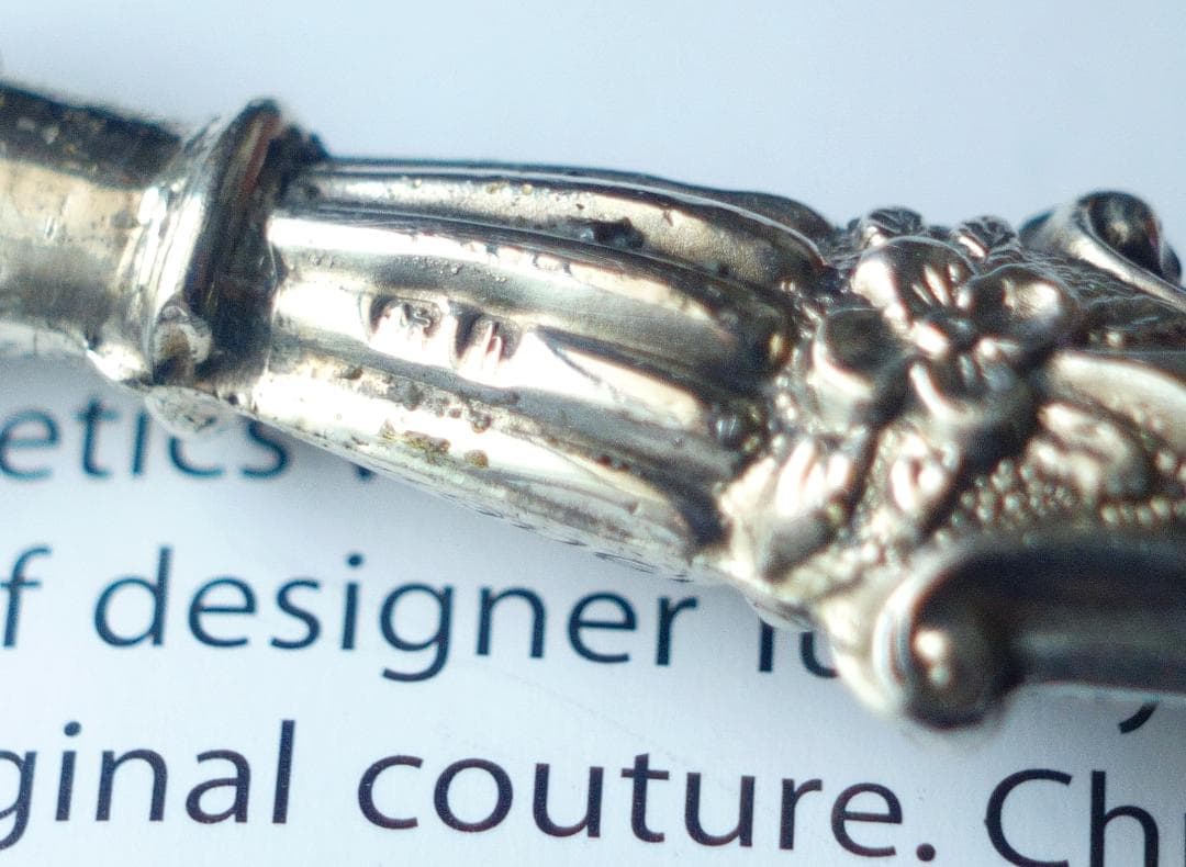 英国アンティーク 銀細工の美しい拡大鏡 ルーペ 虫眼鏡 スターリングシルバー