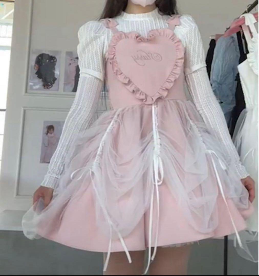 lilLilly airi×Starry ホイップエプロンワンピース