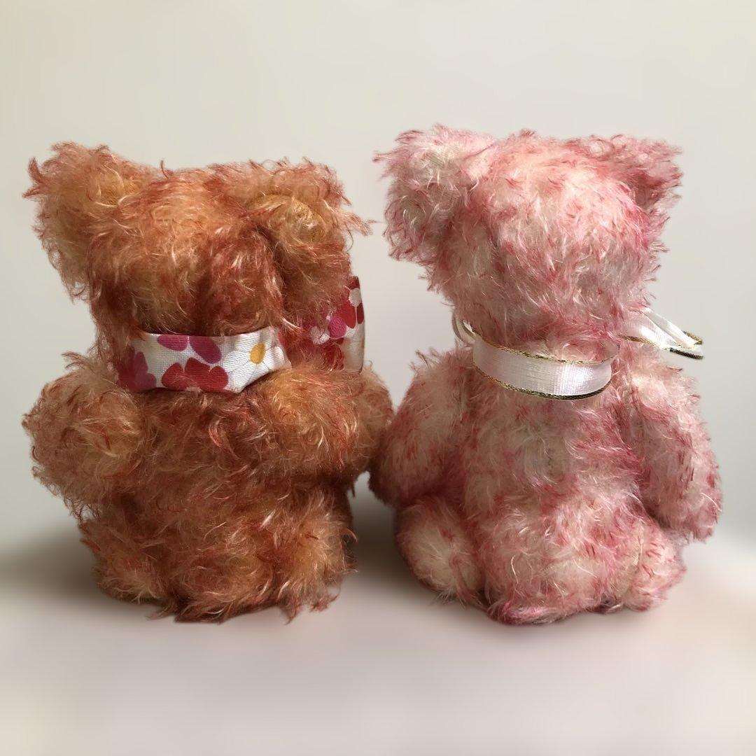 オレンジ色 ピンク色 テディベア クマ ぬいぐるみ 2体セット