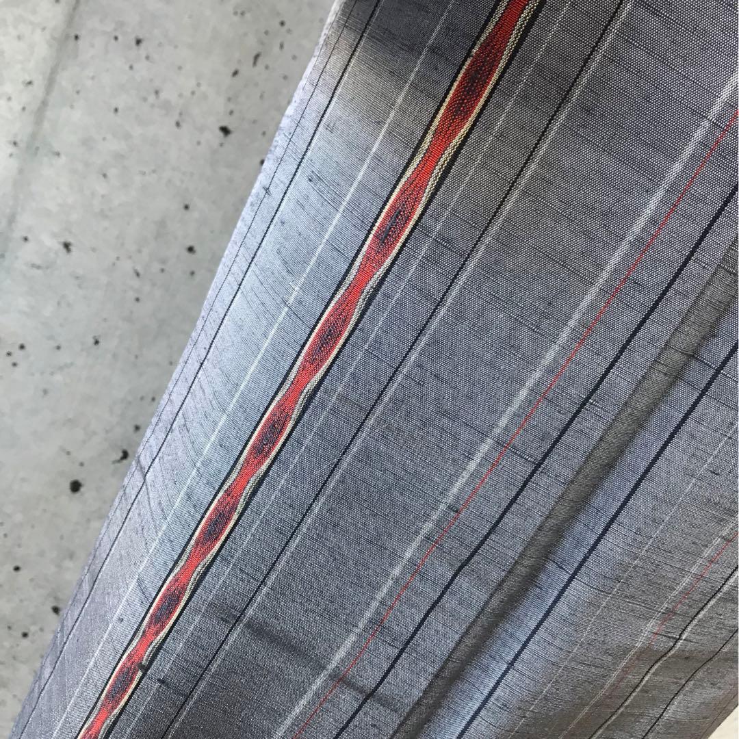 【ますいわ屋】正絹　縞柄の紬お着物　袷