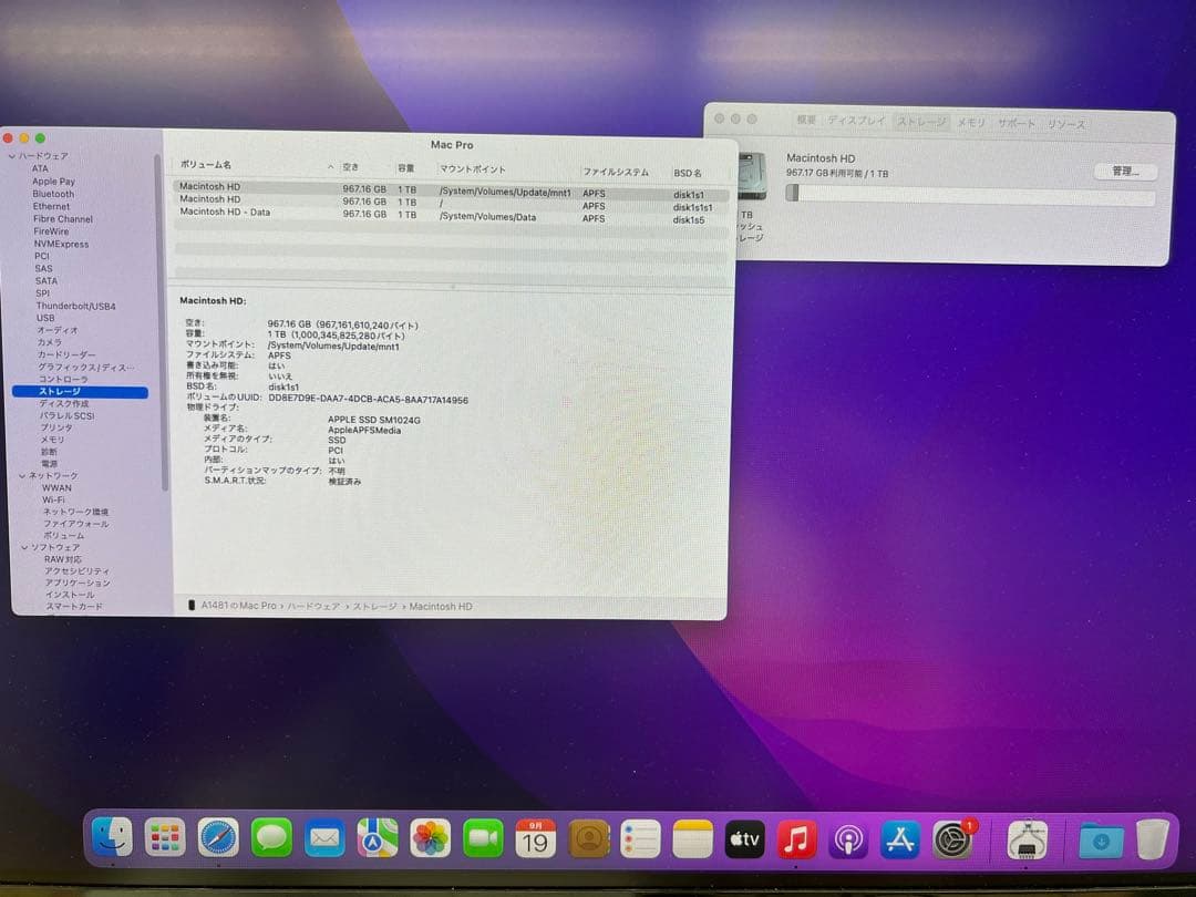 Mac Pro/Monterey/D500×2/6コア/32GB/SSD 1TB