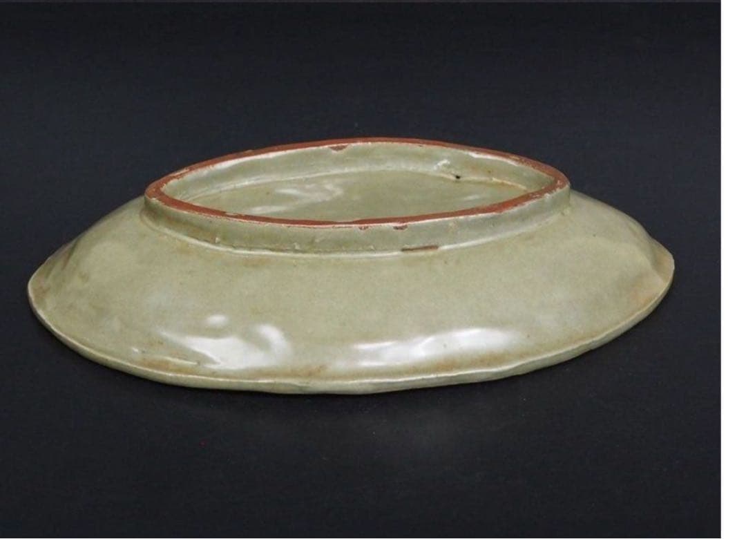 水芙蓉送料無料　江戸時代　青磁亀文向付　18.5×12ｃｍ