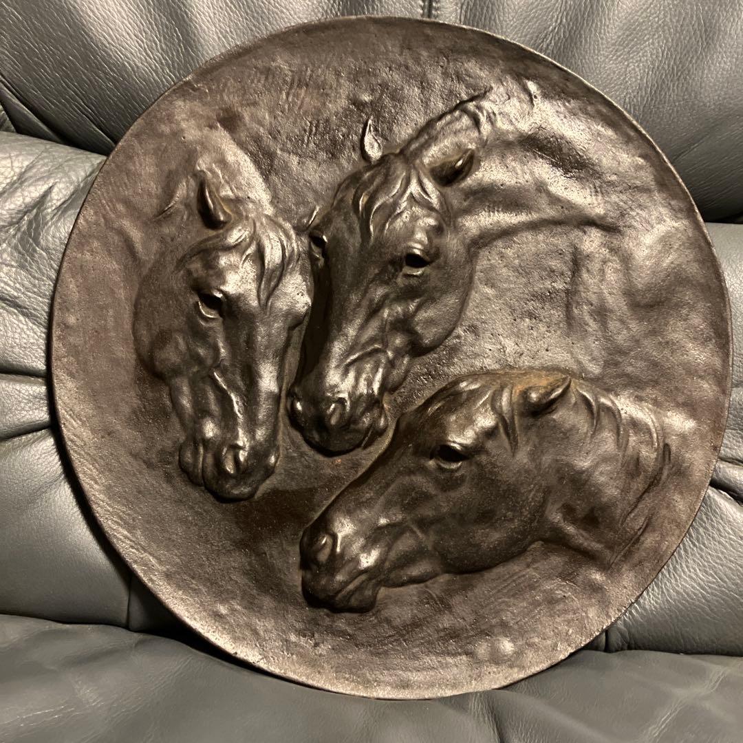 歴史的価値　南部鉄器　馬のレリーフ　昭和9年　大宮競馬場落成記念品