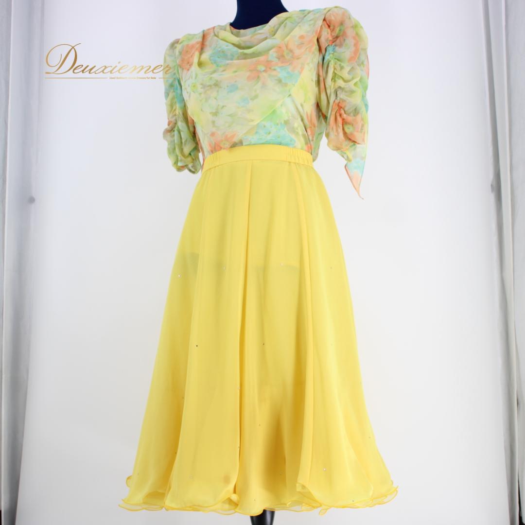 【日本製社交ダンス衣装】上下セット Chacott UNA 黄色 フェミニン