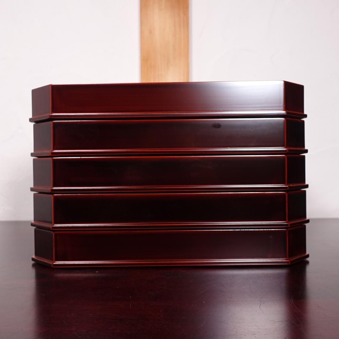 輪島塗の名店 五島屋謹製 溜塗 裏黒塗 布張 卓上膳 盆 5客 共箱