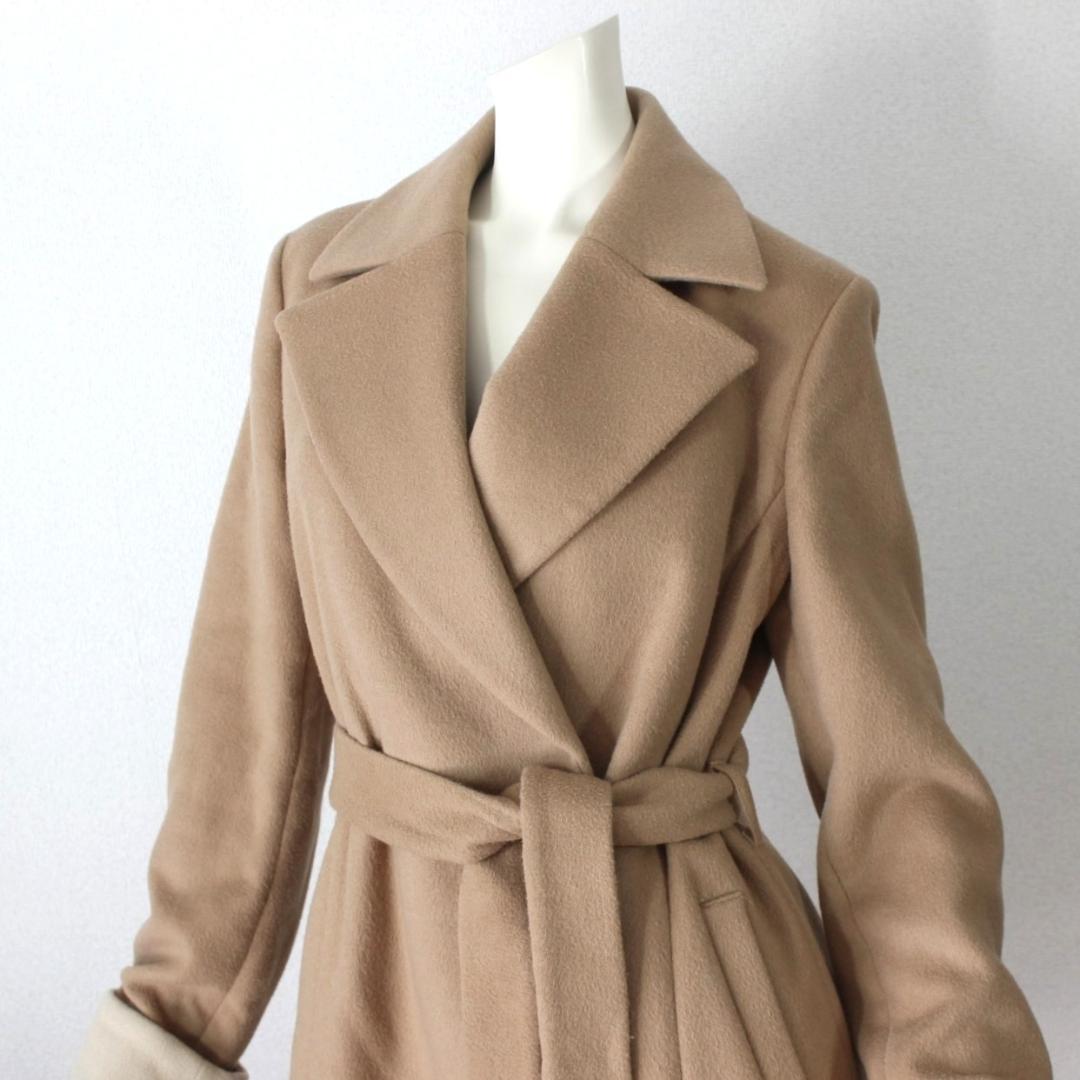 【美品】ブルックスブラザーズ ガウンコート 6 ベージュ カシミヤ混 9〜11号