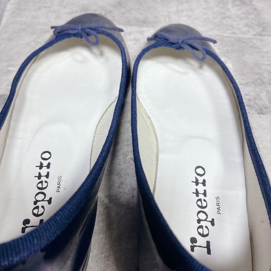 【良品】✨repetto バレエシューズ　フラットパンプス　ネイビー36.5
