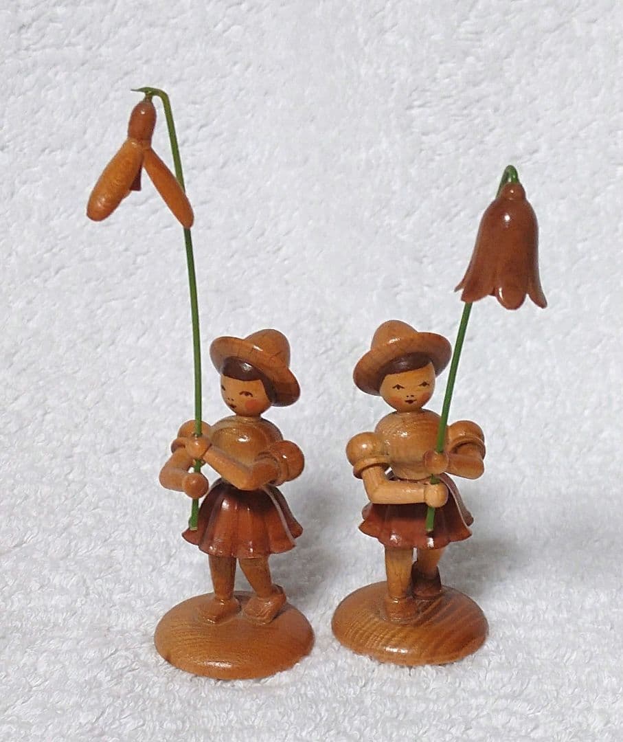 ドイツ製手作り木製人形 ヴィンテージフラワーチルドレン6体セット