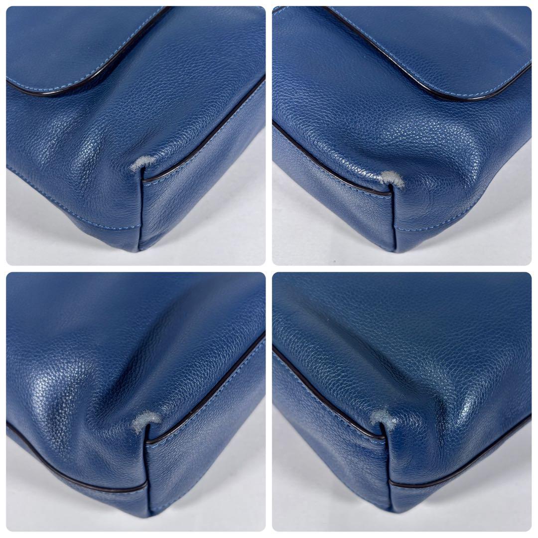 コーチ ショルダーバッグ メッセンジャーバッグ 斜め掛け レザー ブルー