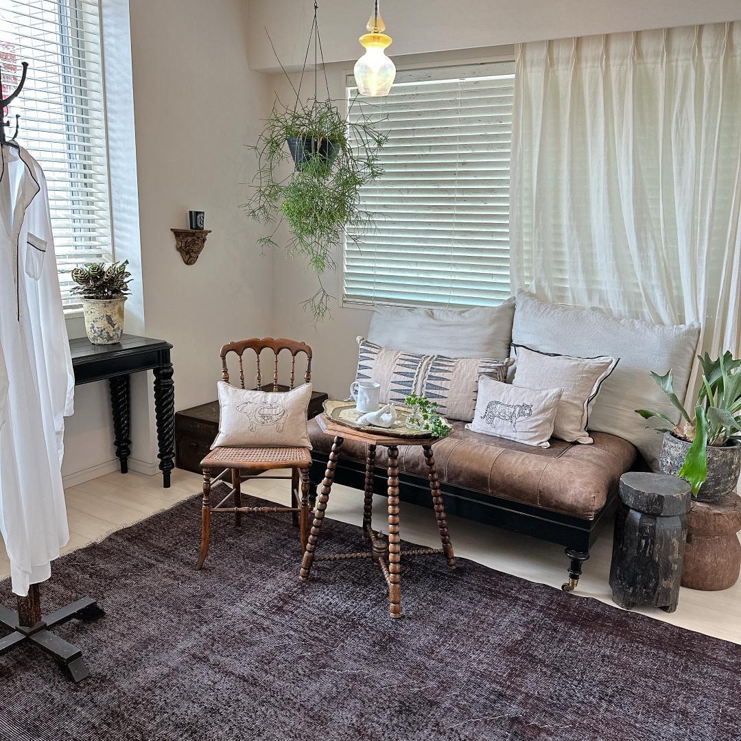 トルコ ヴィンテージラグA47 超大判 レア ダークブラウン オーバーダイラグ