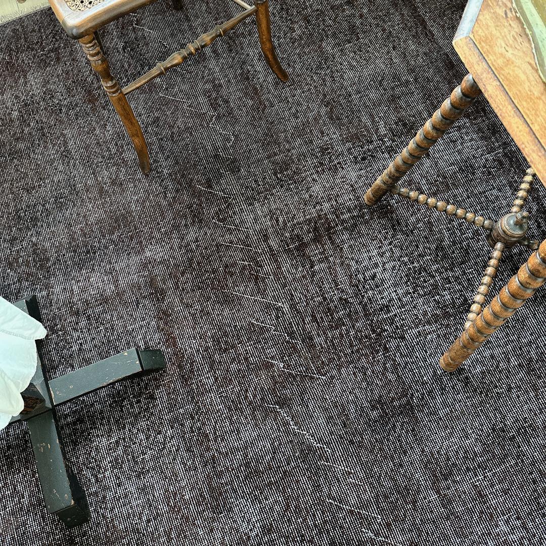 トルコ ヴィンテージラグA47 超大判 レア ダークブラウン オーバーダイラグ