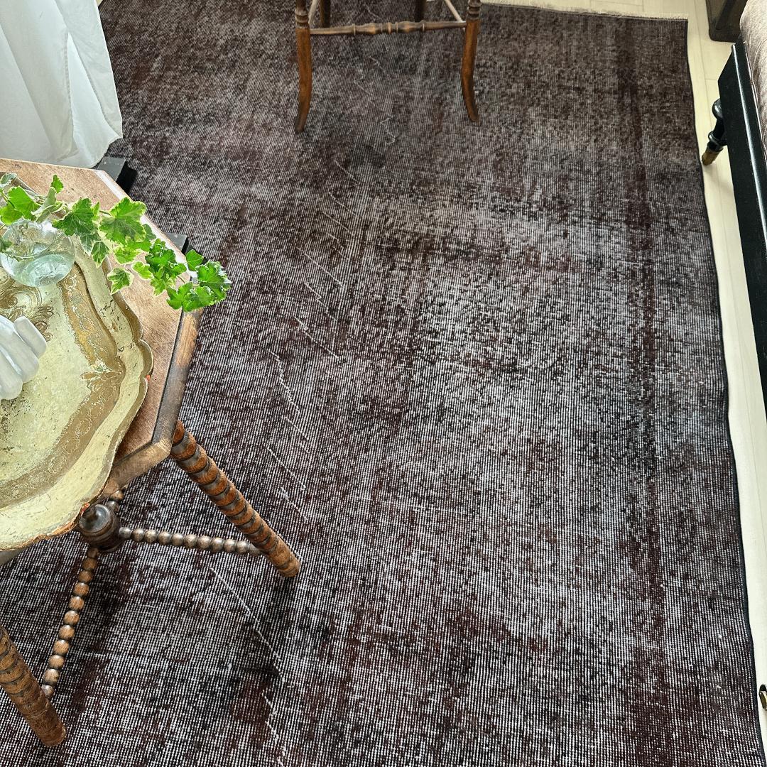 トルコ ヴィンテージラグA47 超大判 レア ダークブラウン オーバーダイラグ