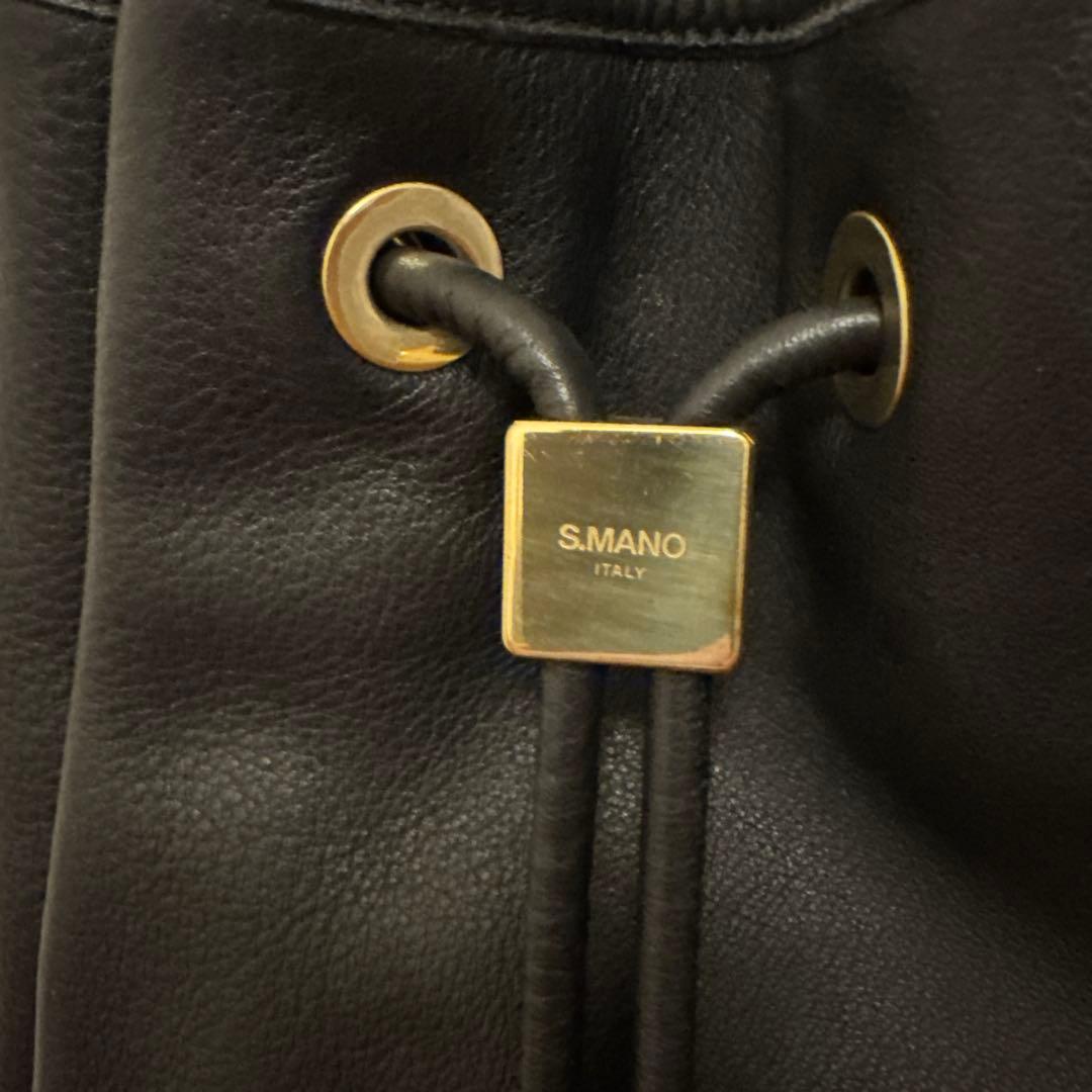 【yuumee】S.MANO 巾着バッグ ブラック レザー