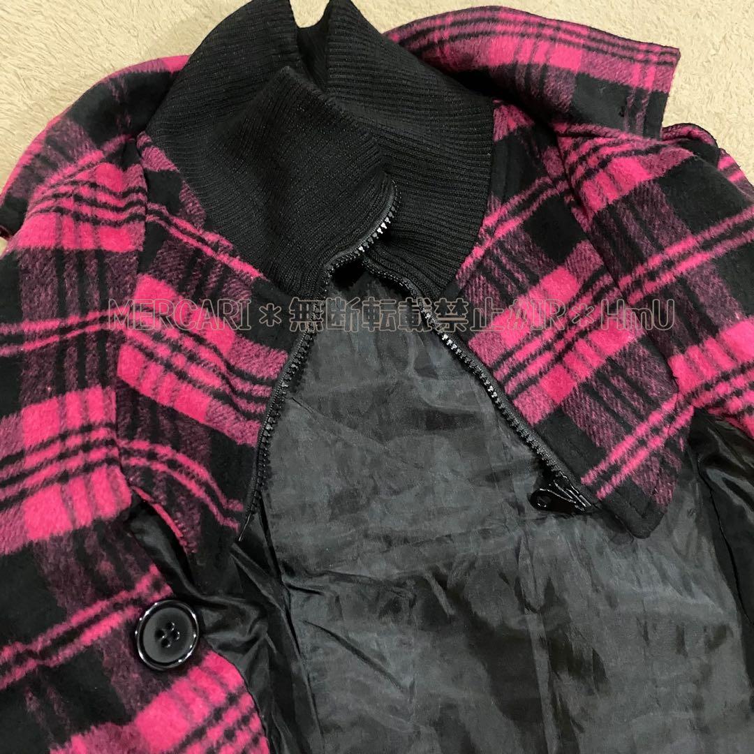 Skinny Lip ピンク チェック コート M 平成ギャル　Y２K