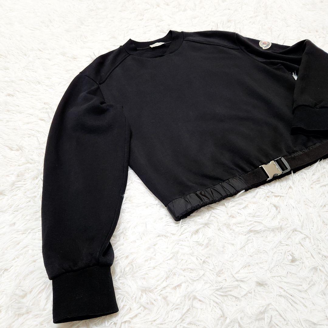 【良品】MONCLER ワッペンロゴ ベルト ナイロン切り替え フード 黒 XS