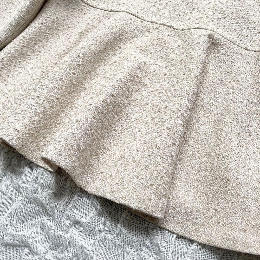 【美品】デミルクスビームス バックフレアツイードプルオーバー ペプラム 定価2万