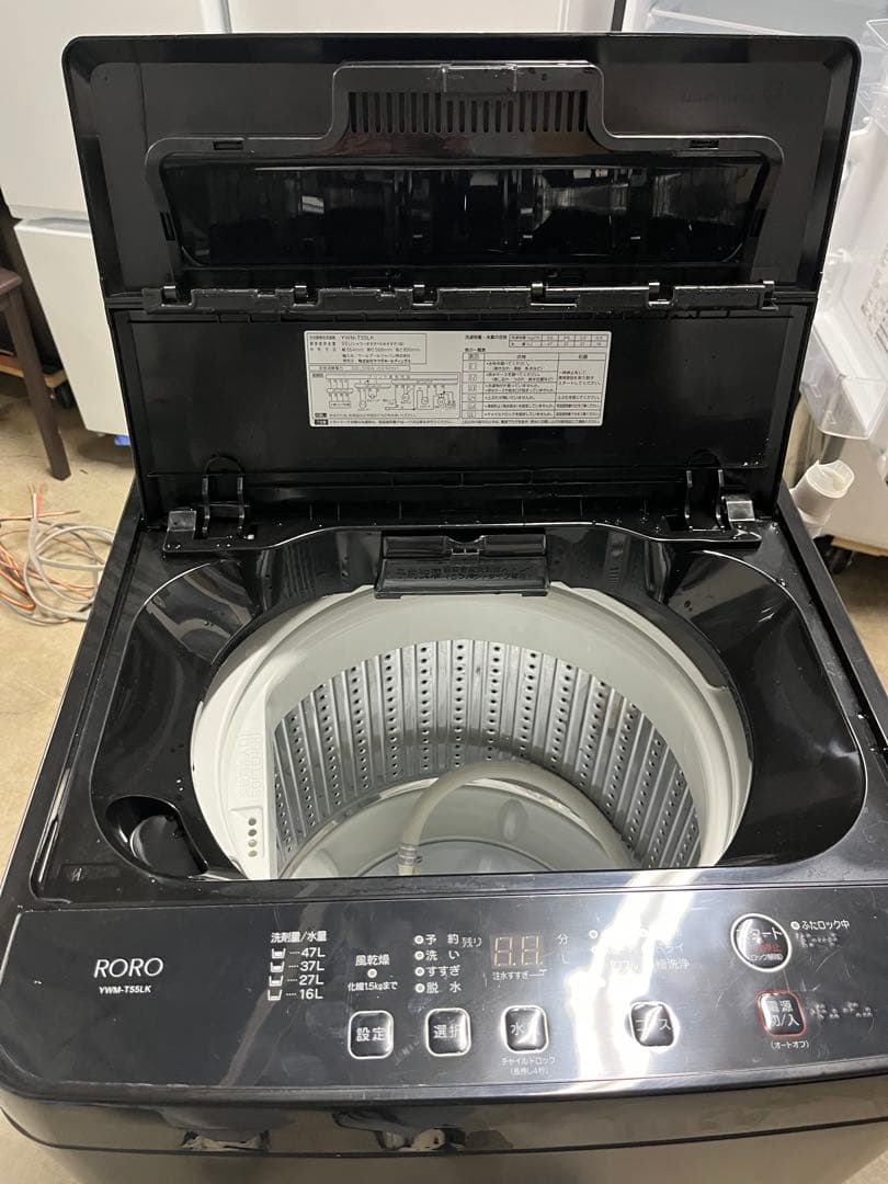 【高年式】RORO YWM-T55LK 縦型洗濯機本体 ブラック 2024年T