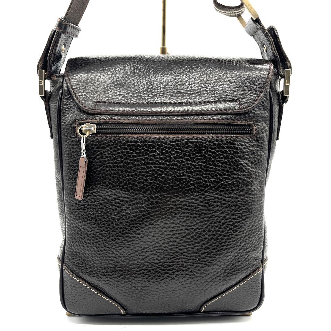 【希少】ダンヒル メッセンジャーバッグ フラップ シボ革 ダークブラウン