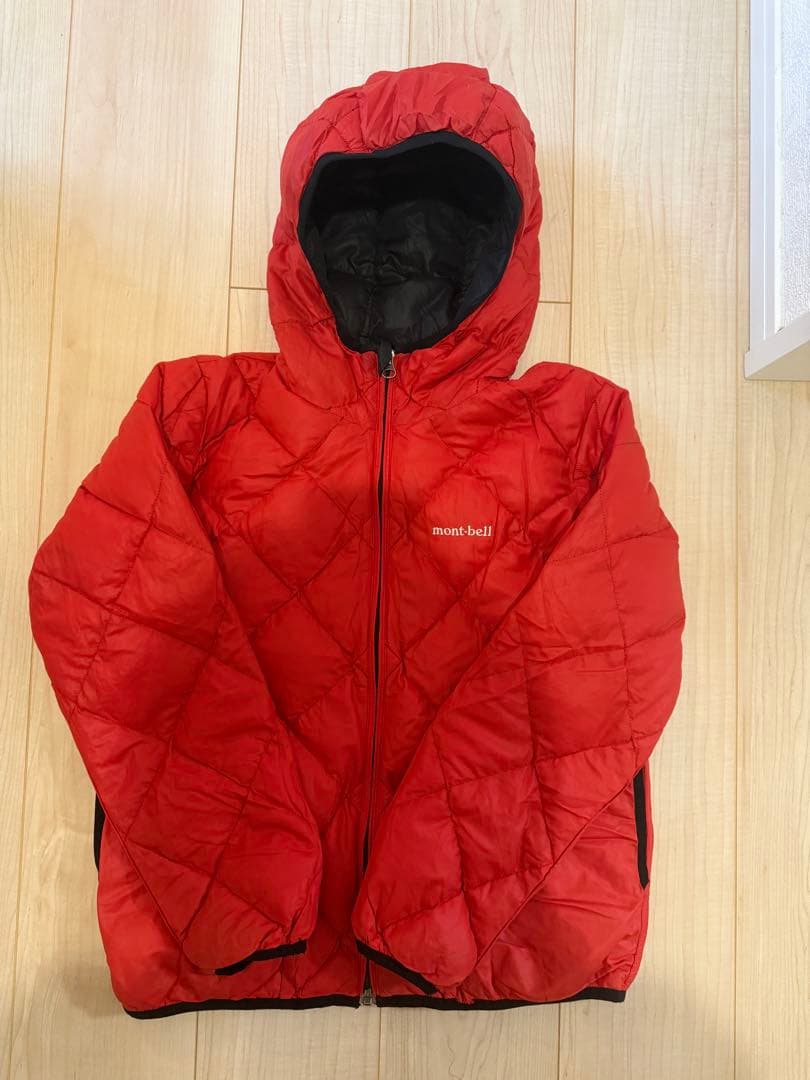 mont-bellリバーシブルダウンジャケットブラック、オレンジ