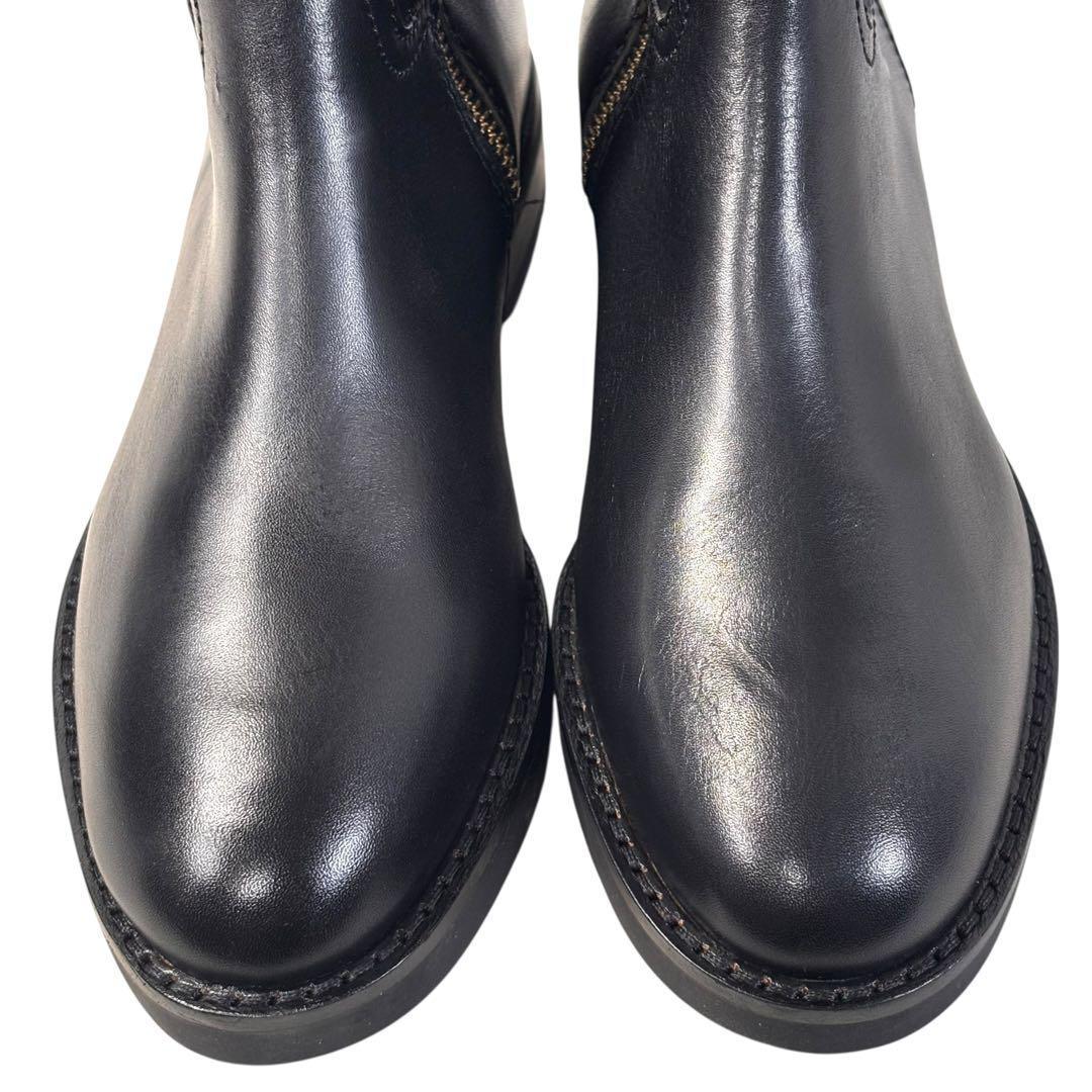 極美品 コーチ 36 23 レザー ロングブーツ ターンロック バイカラー