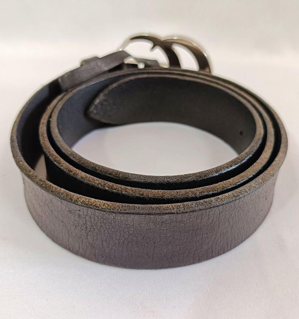 美品 正規品 GUCCI グッチ GG マーモント シルバー レザー ベルト 黒