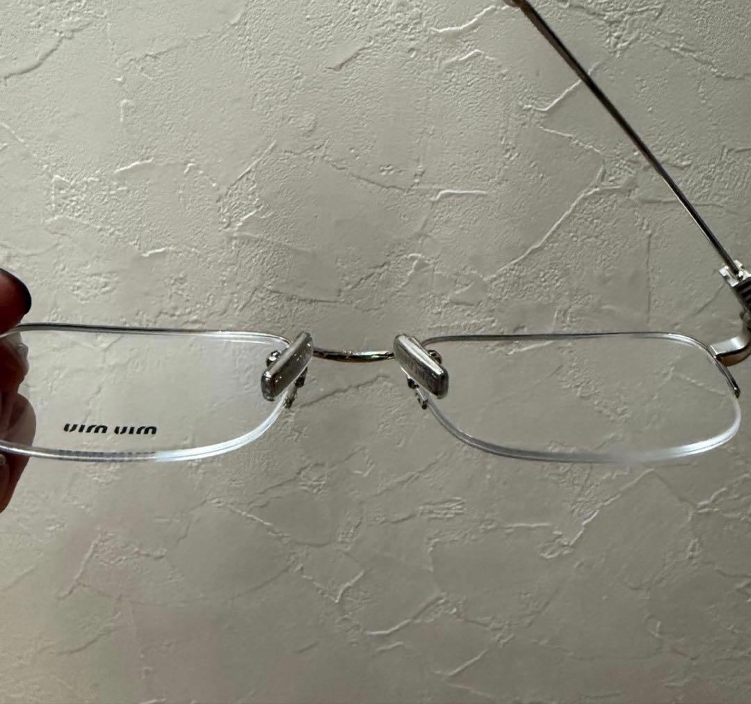 miu miu ミウミウ　シルバー メガネ　伊達メガネ　クリア　リムレス
